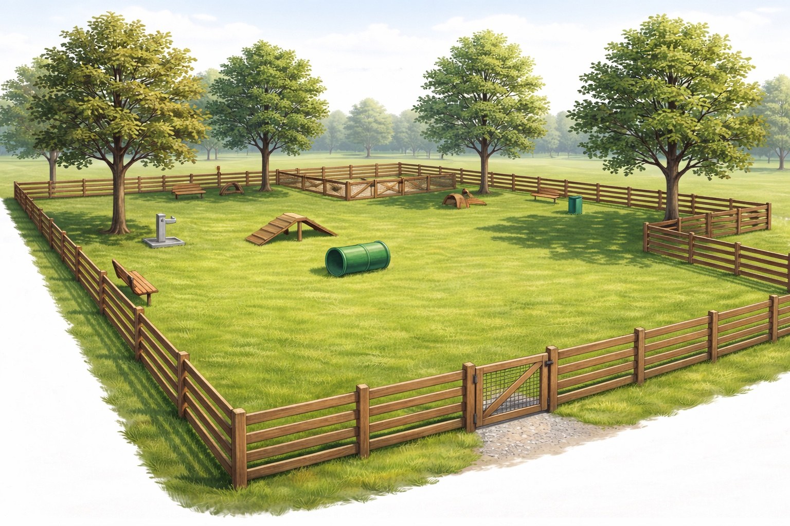 Bailey Bear dog park illustration