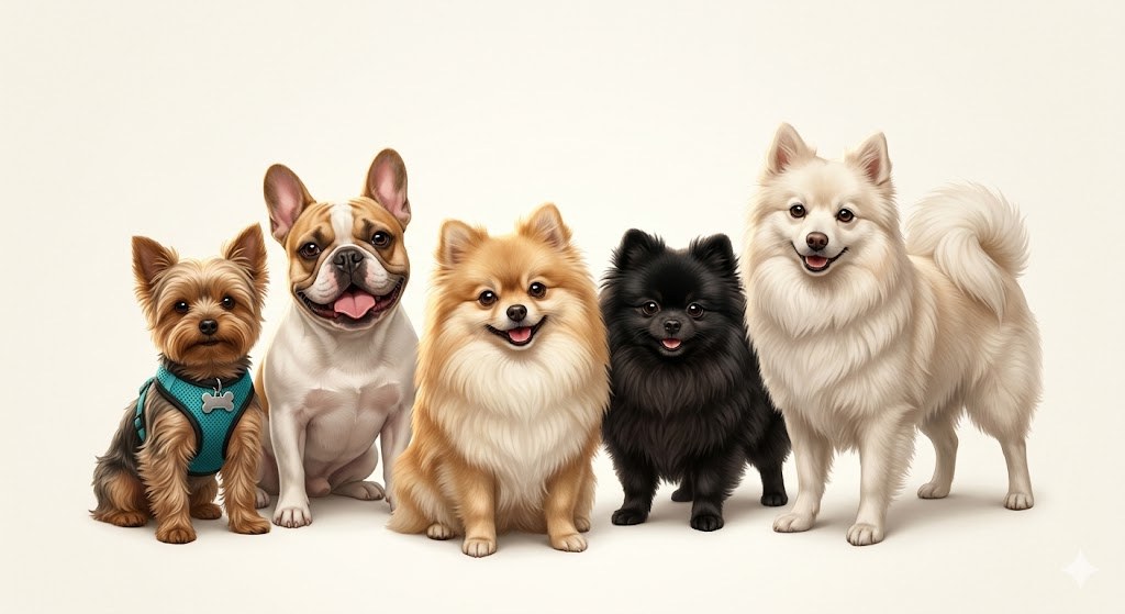 Bailey and the small dogs staying close